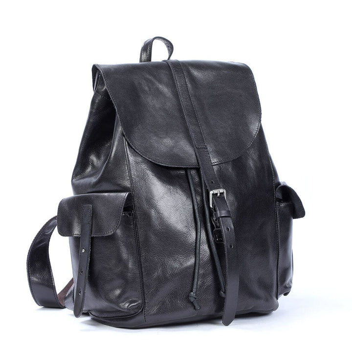 Small Black Leather Backpack | BODO