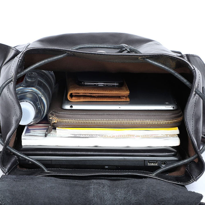 Small Black Leather Backpack | BODO